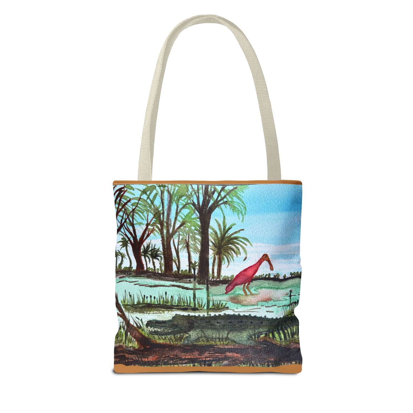 Texas Gator & Roseate Spoonbill Tote Bag — Bold All-Over Print