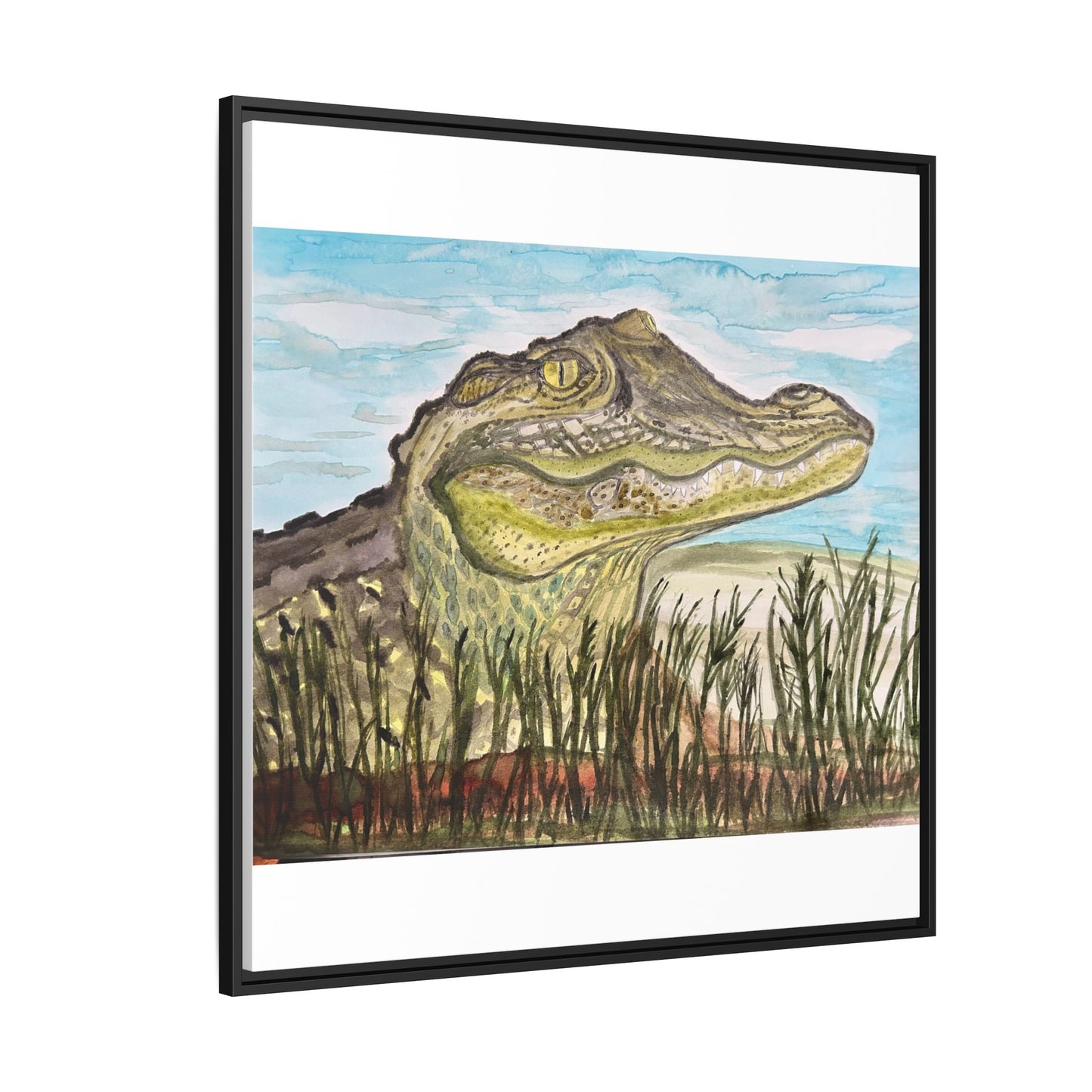 Texas Gator "Big Padre" Alligator Wall Art — Framed Matte Canvas Print