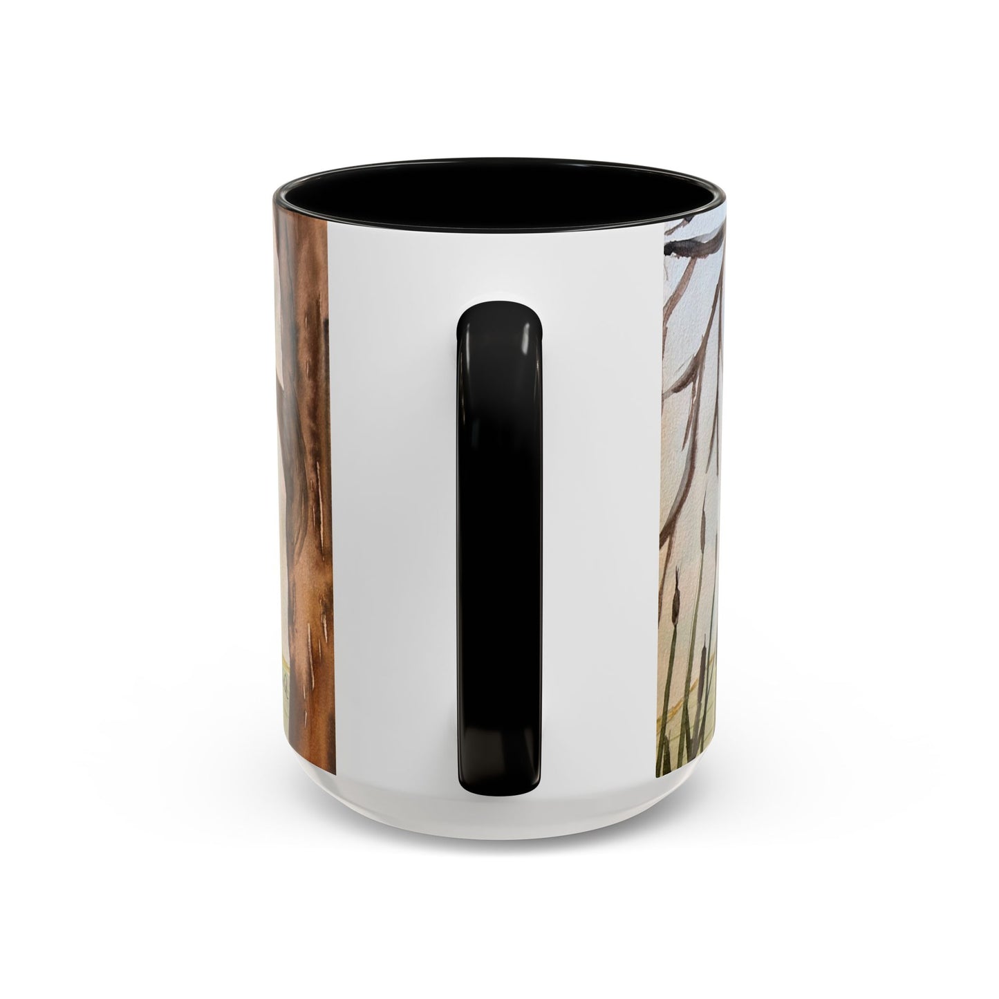 Green Heron Watercolor Accent Coffee Mug — Nature Bird Watercolor (11/15oz)