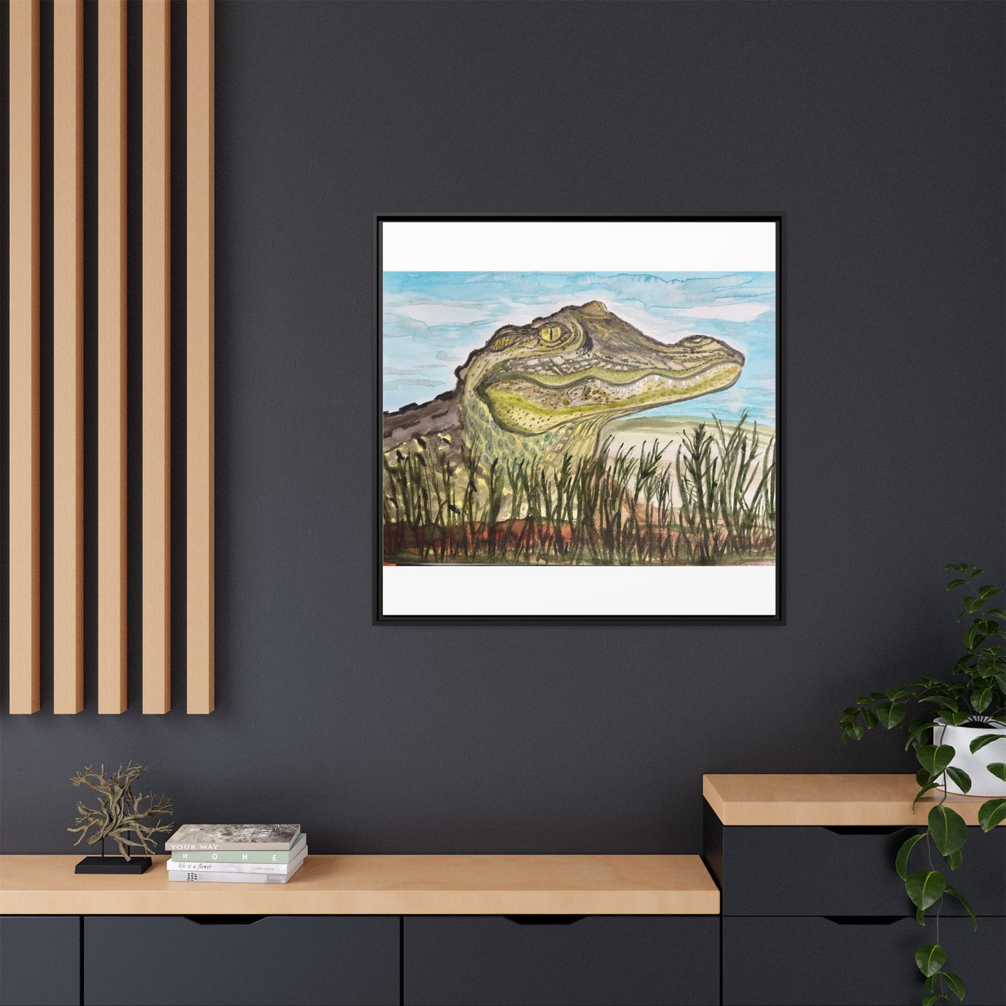 Texas Gator "Big Padre" Alligator Wall Art — Framed Matte Canvas Print