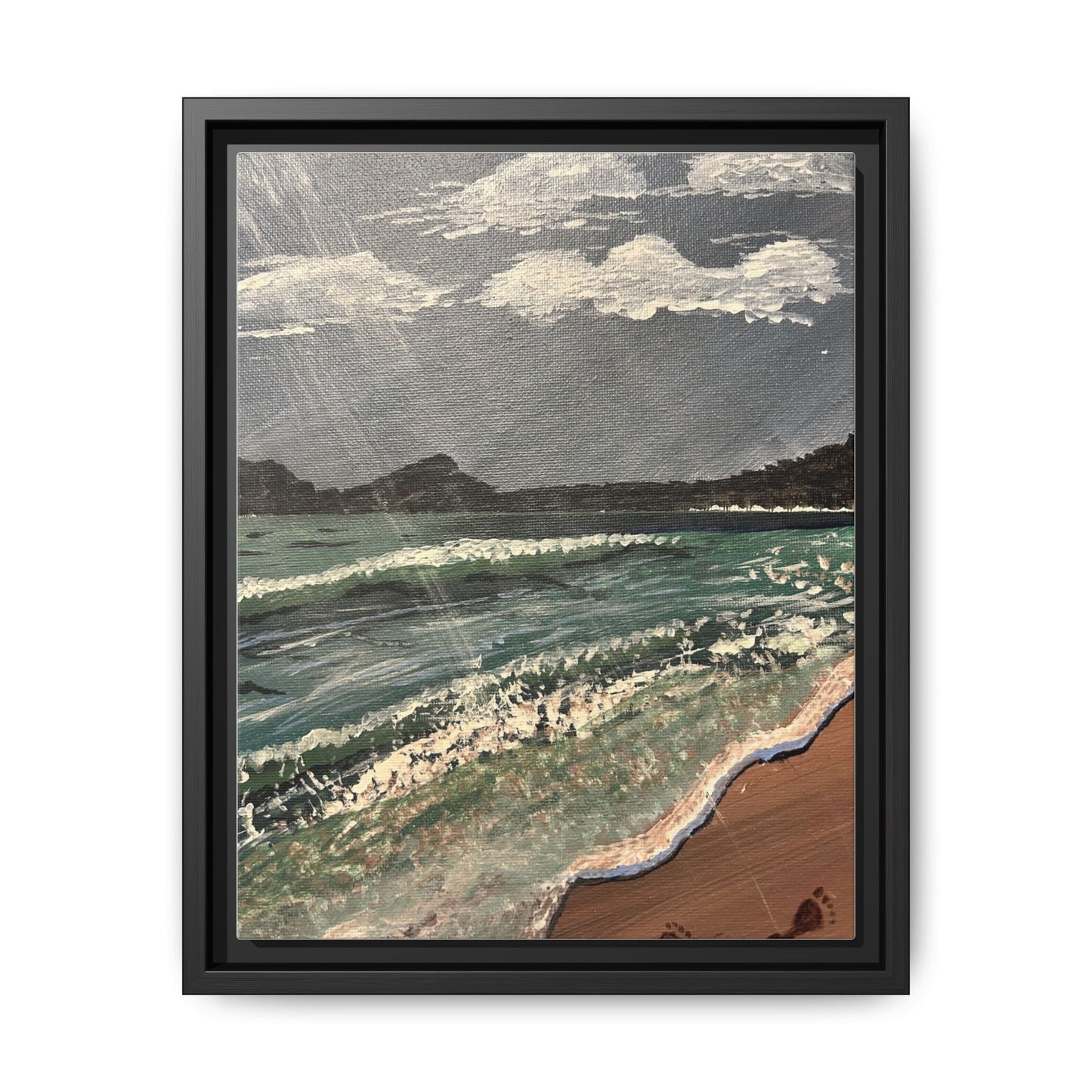 Walk on the Beach Matte Canvas, Black Frame