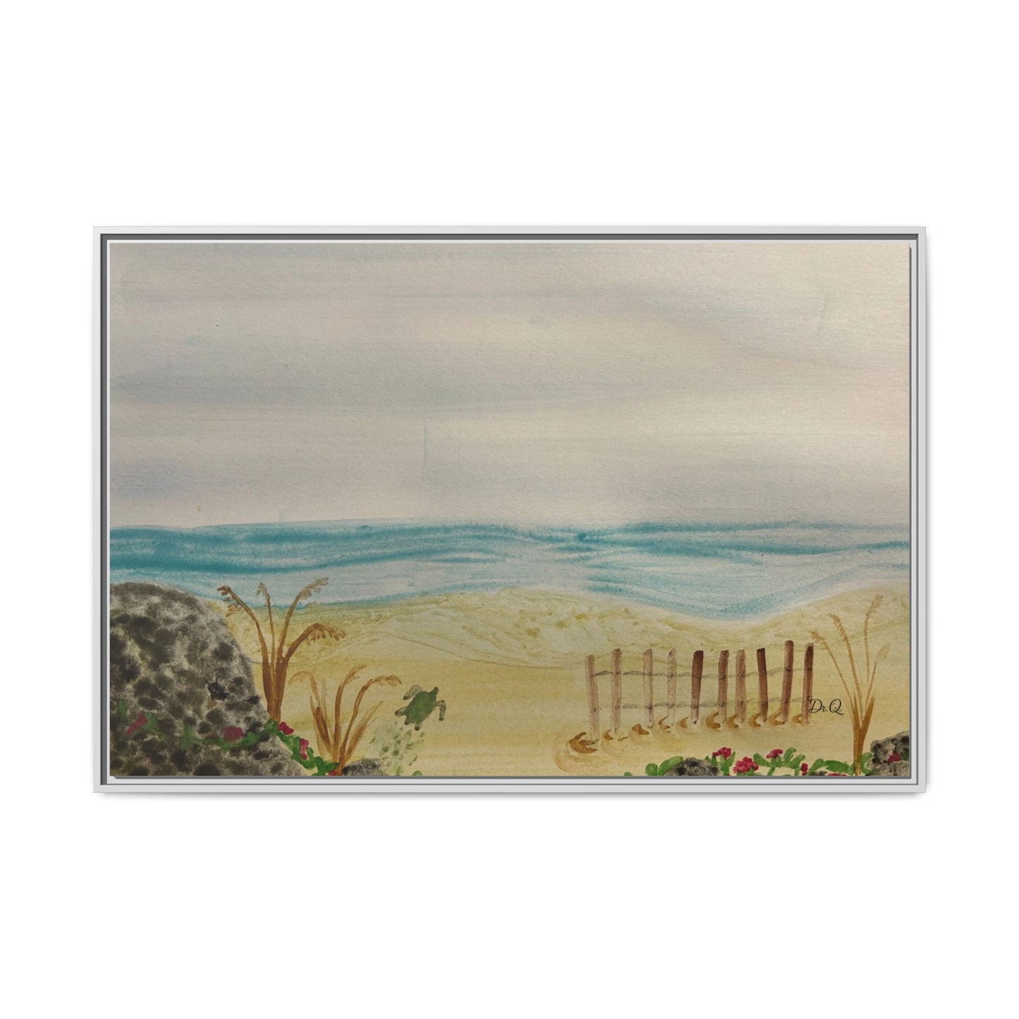 Coastal Beach Scene Matte Canvas Print (Framed)