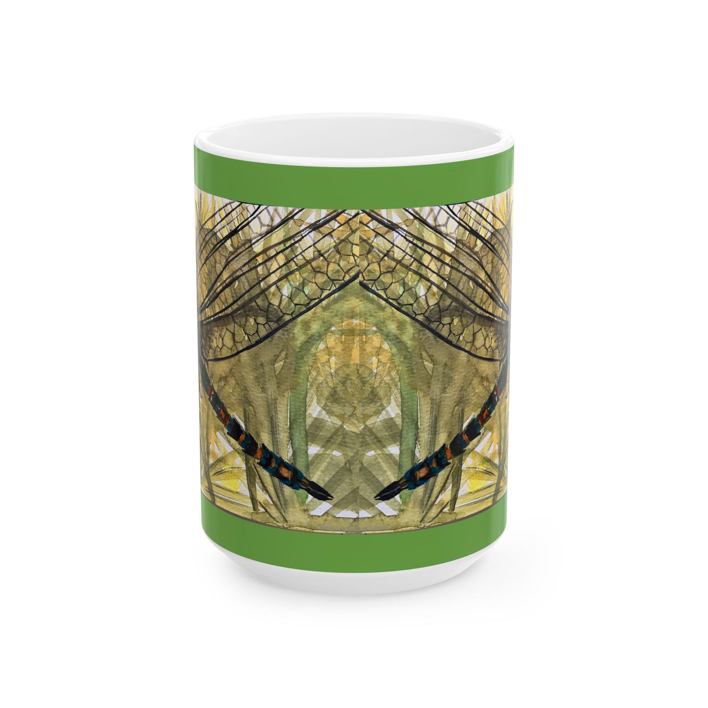 Dragonfly Art Ceramic Mug — Nature-Inspired 11oz/15oz Coffee Cup