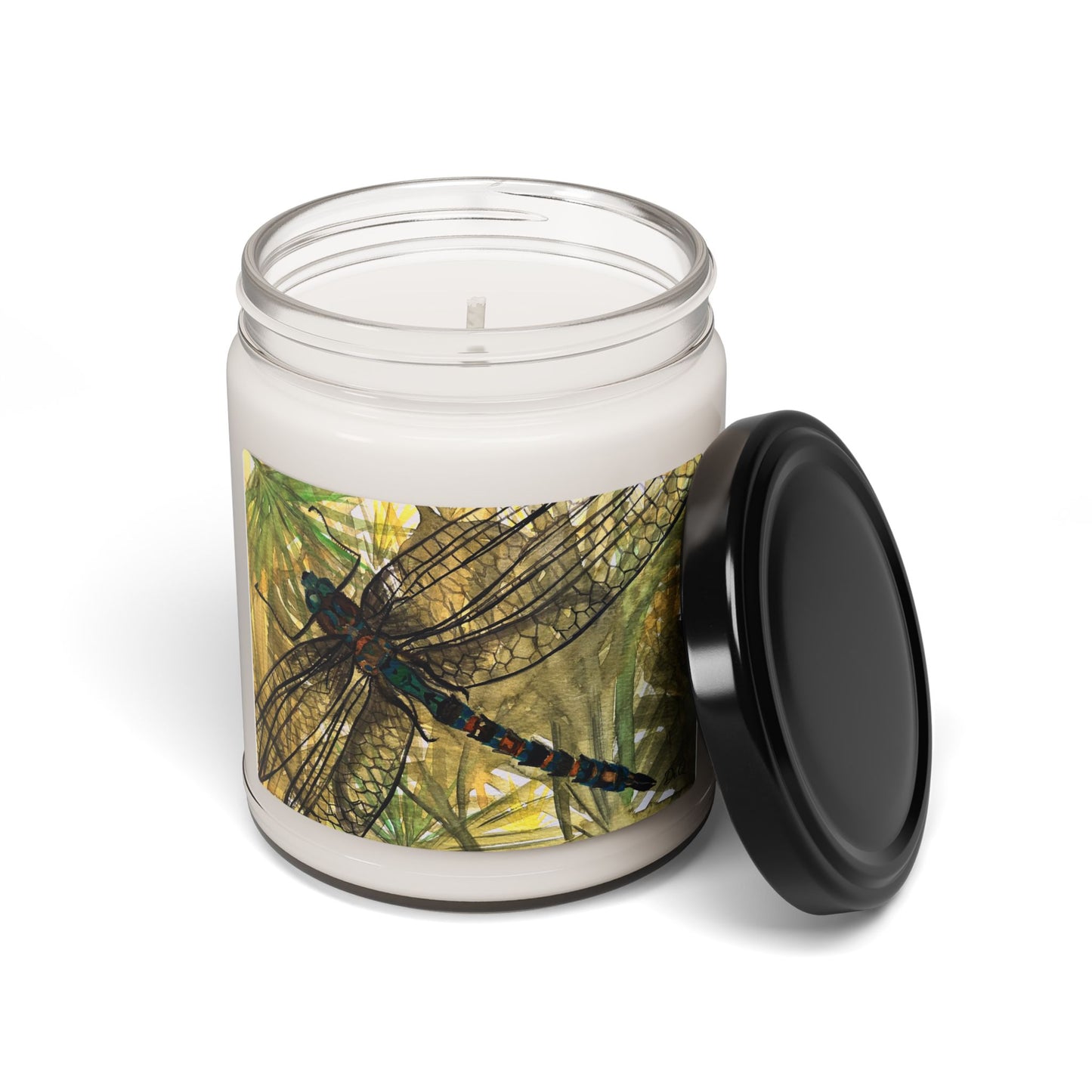 Dragonfly Soy Candle — 9oz Scented Jar Candle with Botanical Art Label