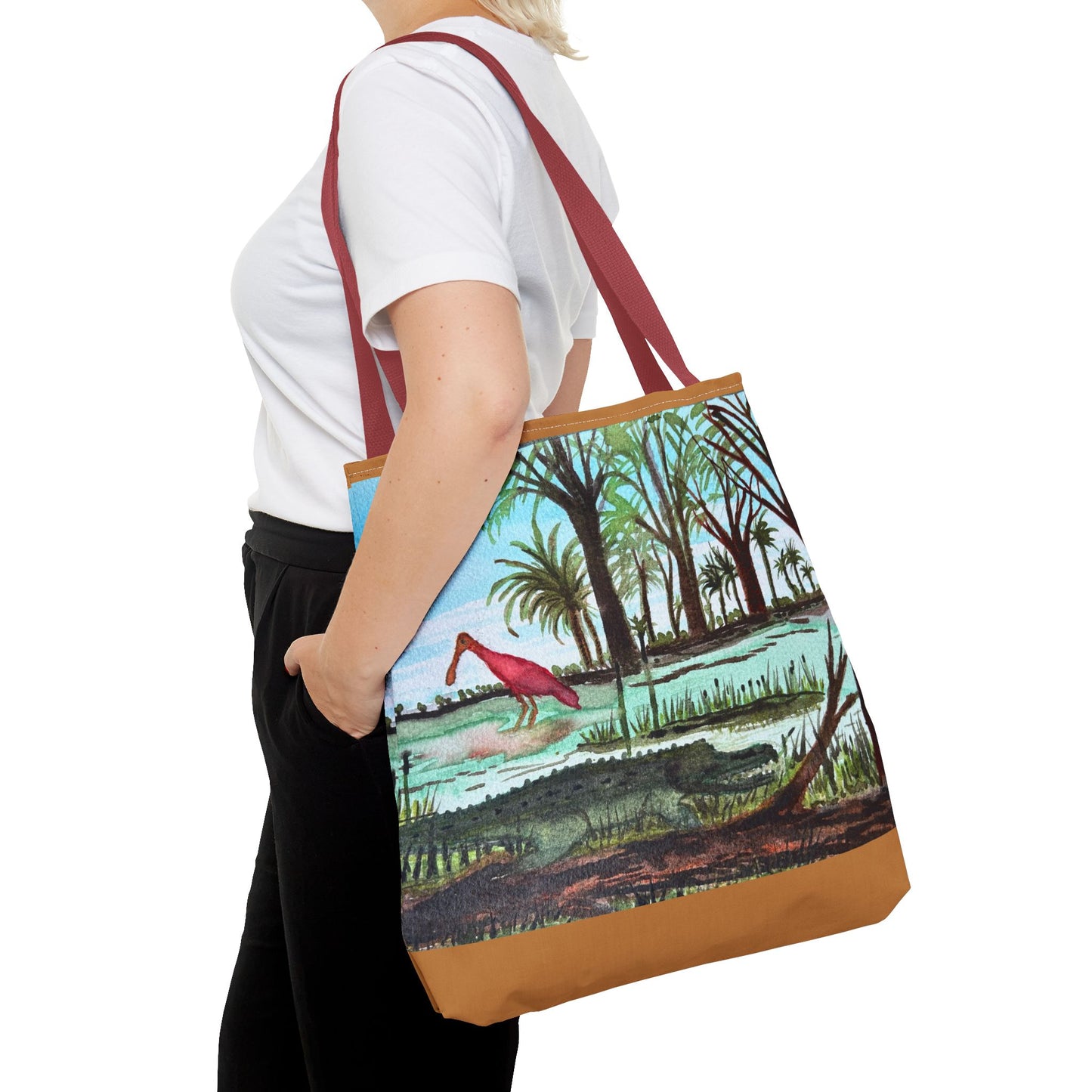 Texas Gator & Roseate Spoonbill Tote Bag — Bold All-Over Print