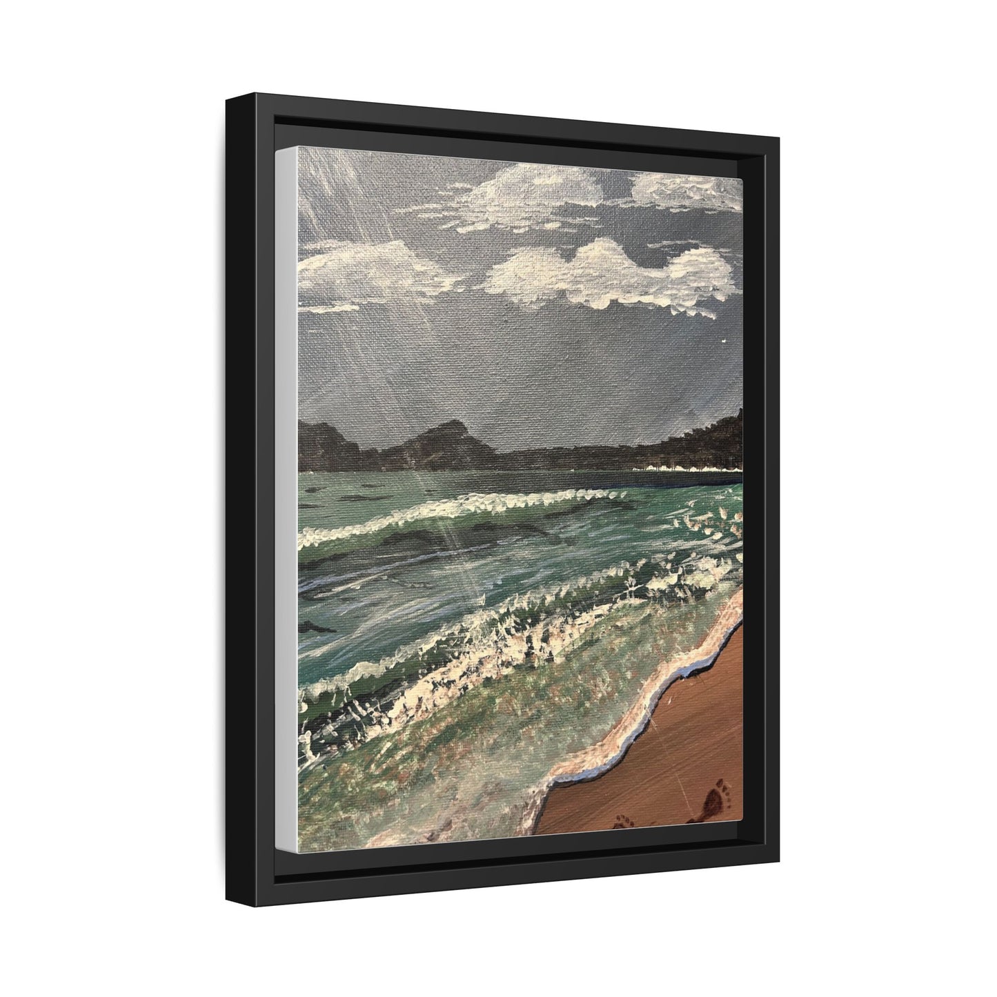 Walk on the Beach Matte Canvas, Black Frame