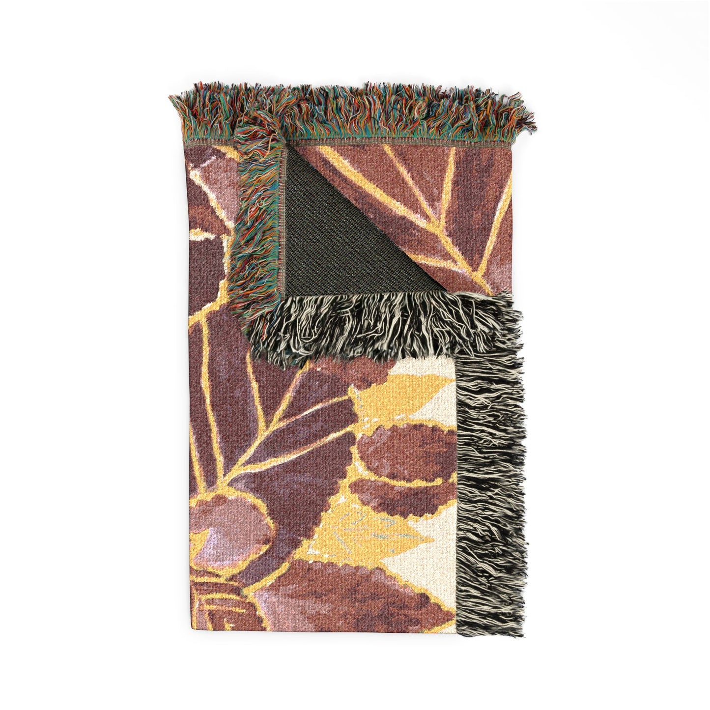 Coleus Botanical Leaves Woven Blanket — Autumn Palette Throw by Dr. Q