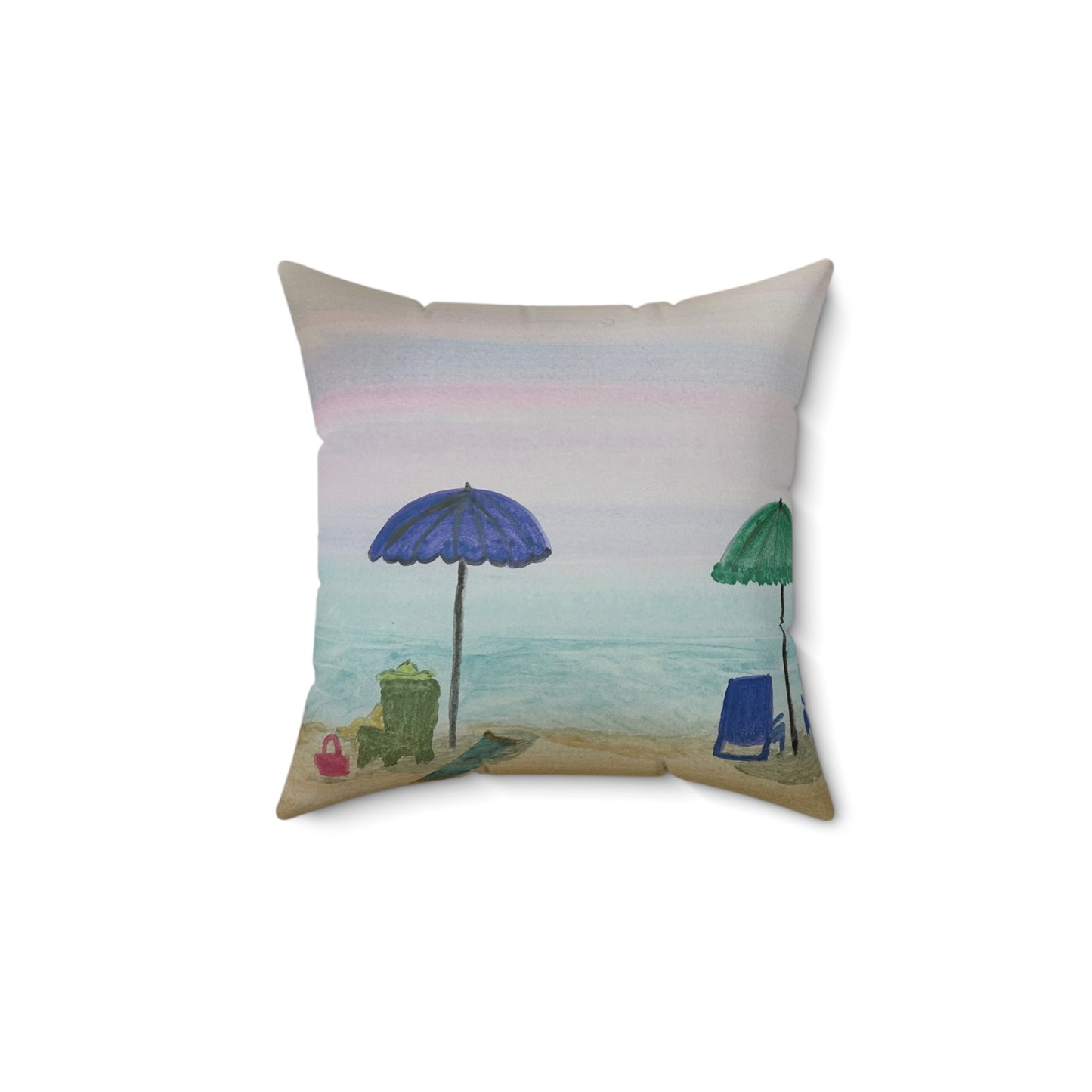 Beach Umbrellas Spun Polyester Square Pillow