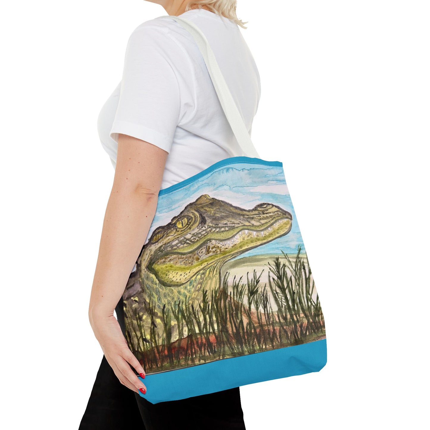 Texas Gator "Big Padre" Alligator Marsh Tote Bag — Wildlife Art Canvas Beach & Market Tote