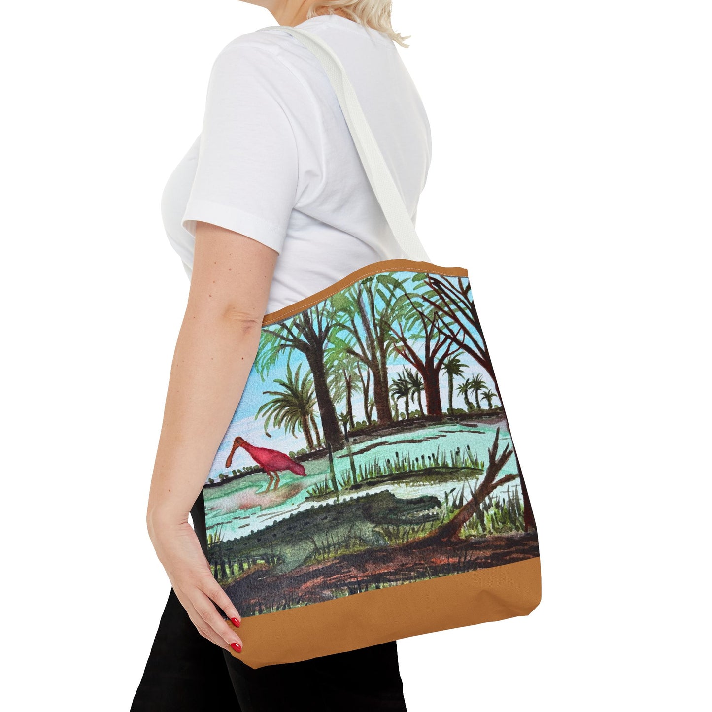 Texas Gator & Roseate Spoonbill Tote Bag — Bold All-Over Print