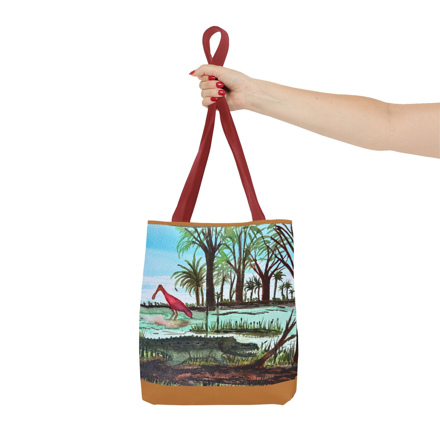Texas Gator & Roseate Spoonbill Tote Bag — Bold All-Over Print