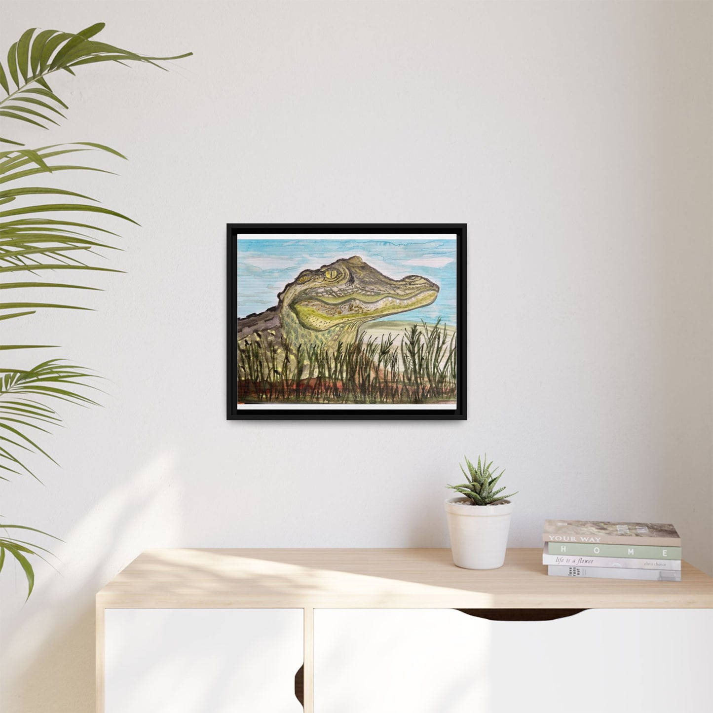 Texas Gator "Big Padre" Alligator Wall Art — Framed Matte Canvas Print