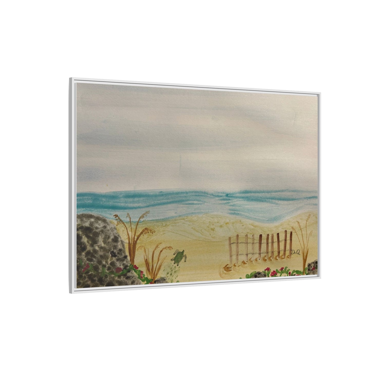 Coastal Beach Scene Matte Canvas Print (Framed)