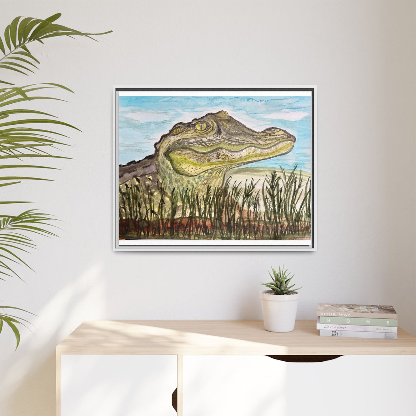 Texas Gator "Big Padre" Alligator Wall Art — Framed Matte Canvas Print