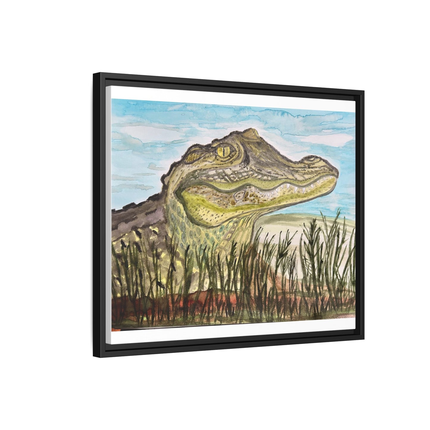 Texas Gator "Big Padre" Alligator Wall Art — Framed Matte Canvas Print