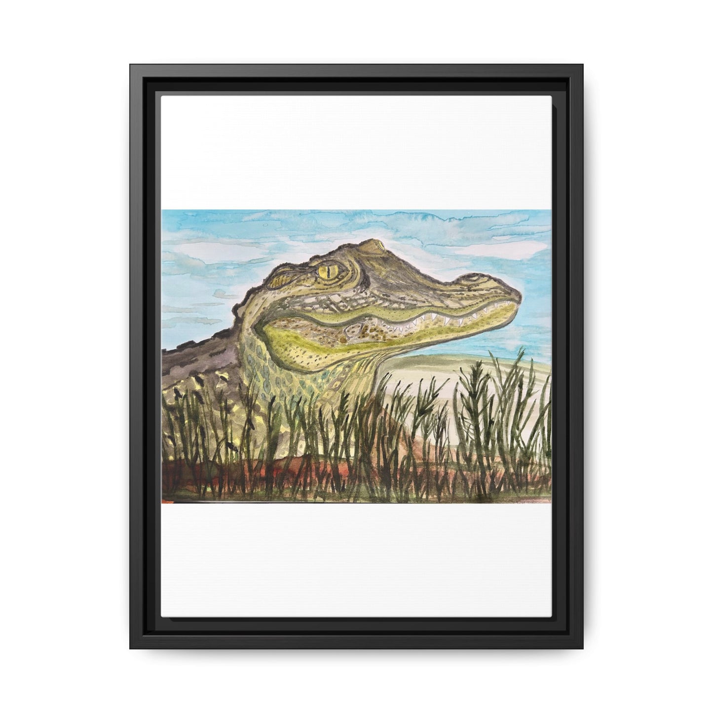 Texas Gator "Big Padre" Alligator Wall Art — Framed Matte Canvas Print