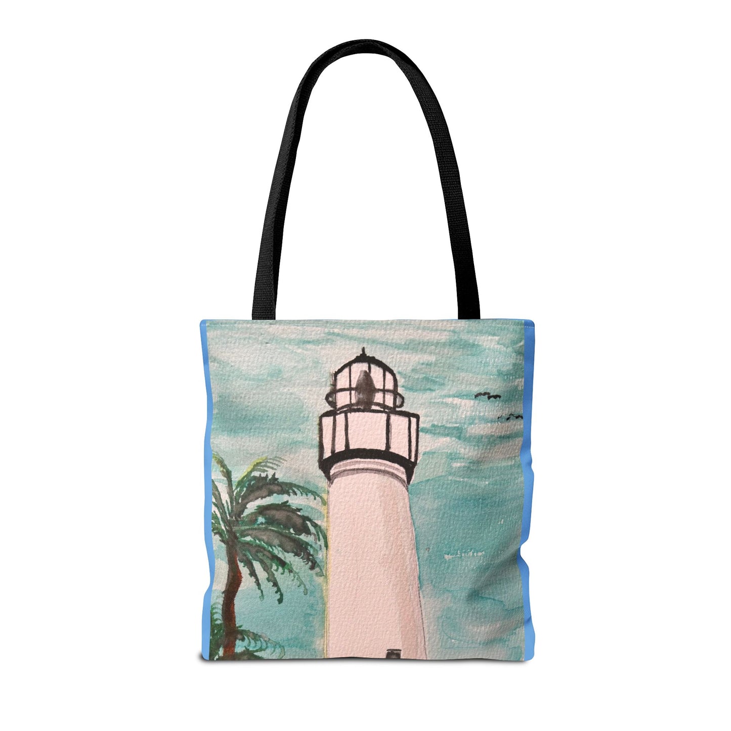 Coastal Lighthouse Tote Bag — Beachy Palm Print All-Over-Print Tote