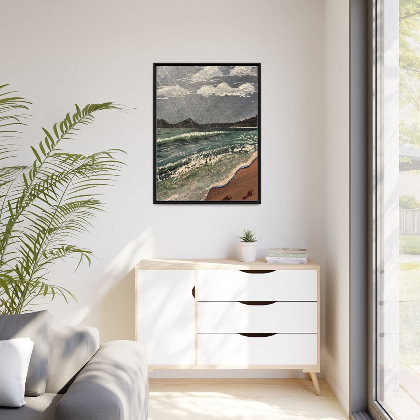 Walk on the Beach Matte Canvas, Black Frame