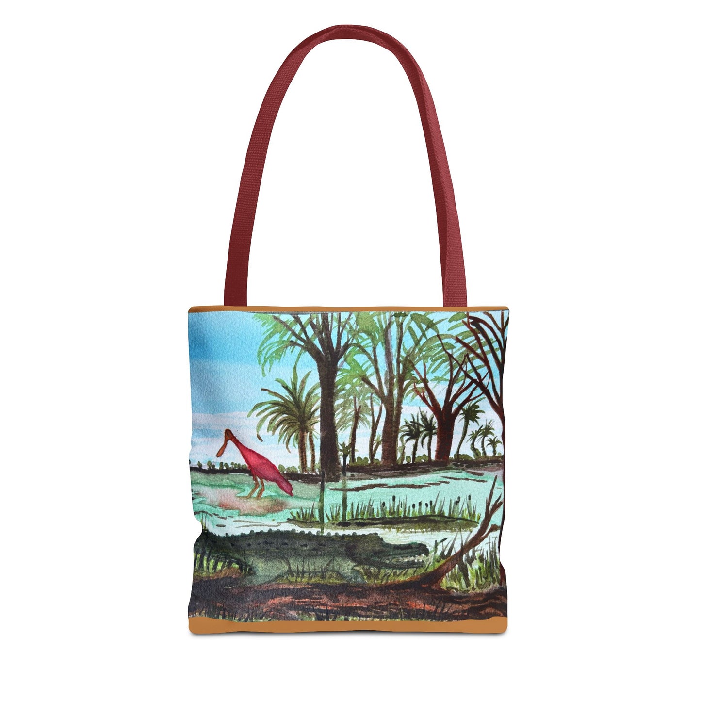 Texas Gator & Roseate Spoonbill Tote Bag — Bold All-Over Print