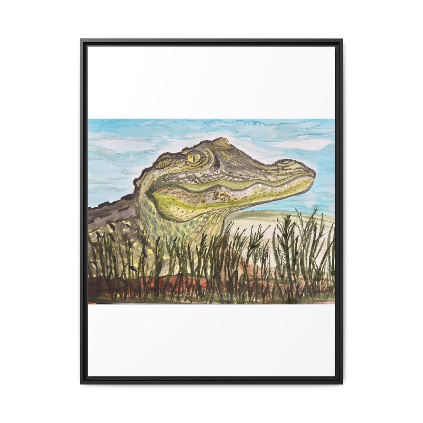 Texas Gator "Big Padre" Alligator Wall Art — Framed Matte Canvas Print