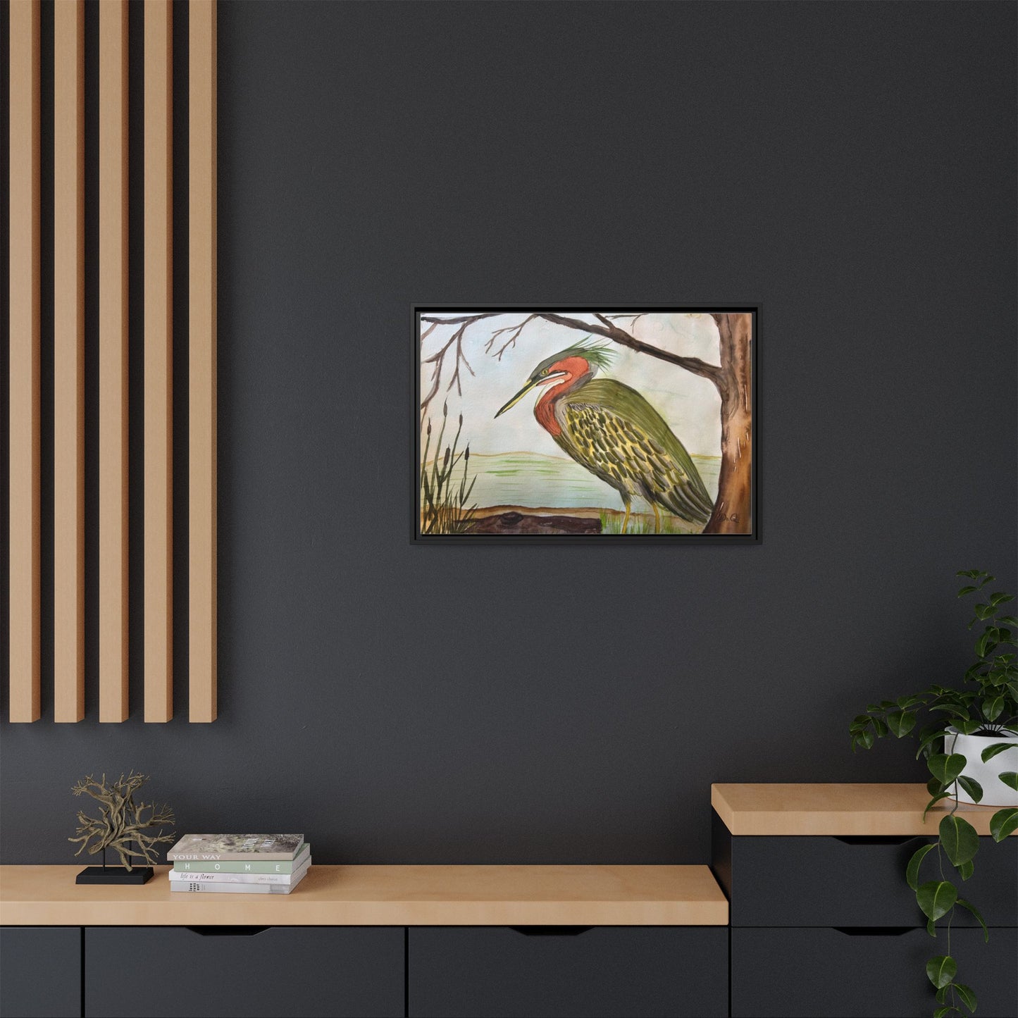 Green Heron Wetlands Print on Canvas