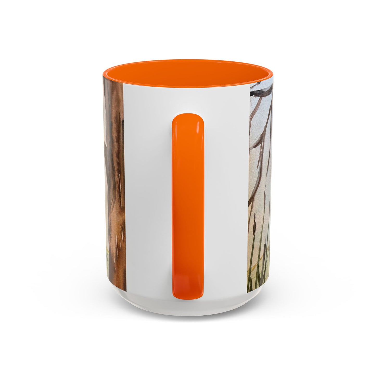 Green Heron Watercolor Accent Coffee Mug — Nature Bird Watercolor (11/15oz)