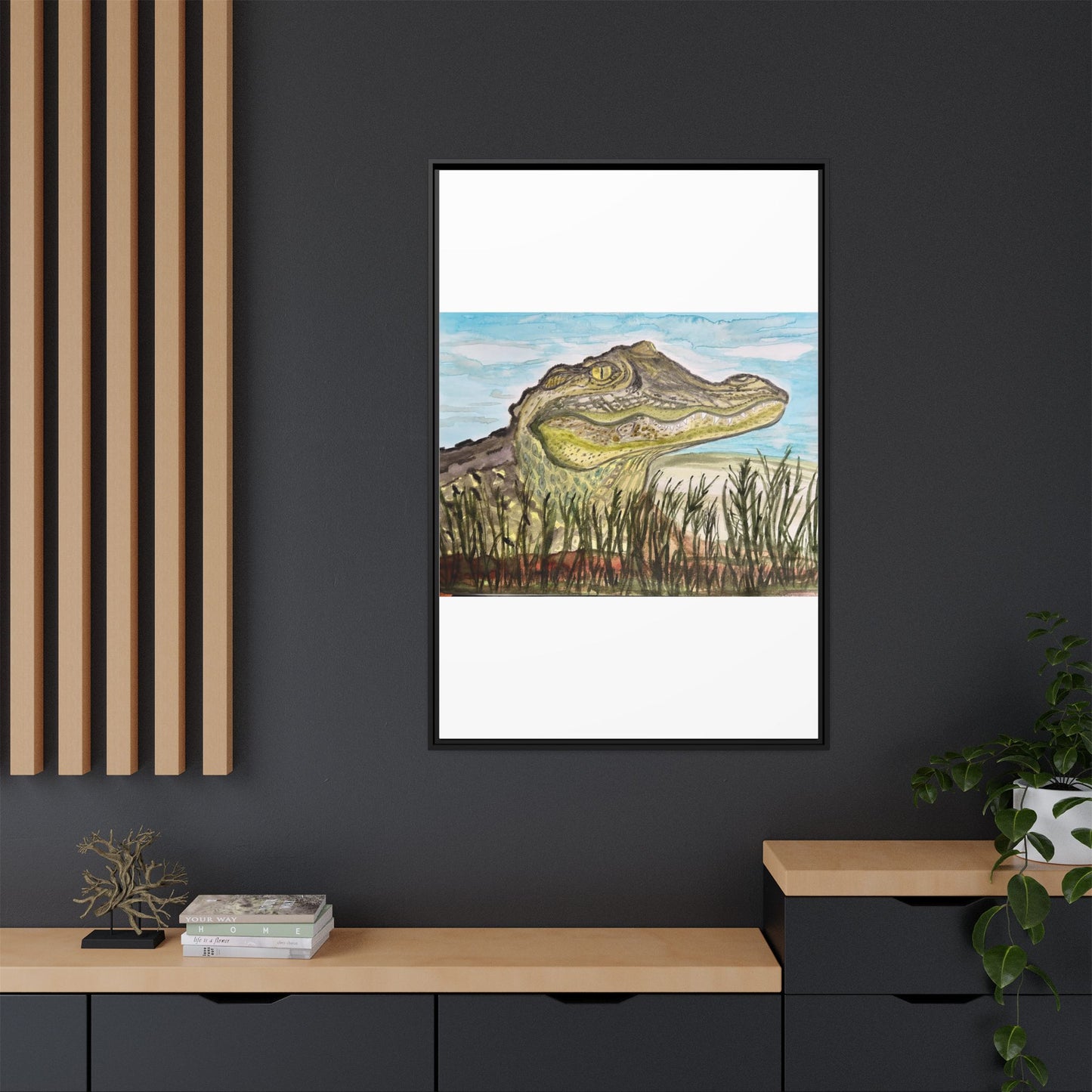 Texas Gator "Big Padre" Alligator Wall Art — Framed Matte Canvas Print
