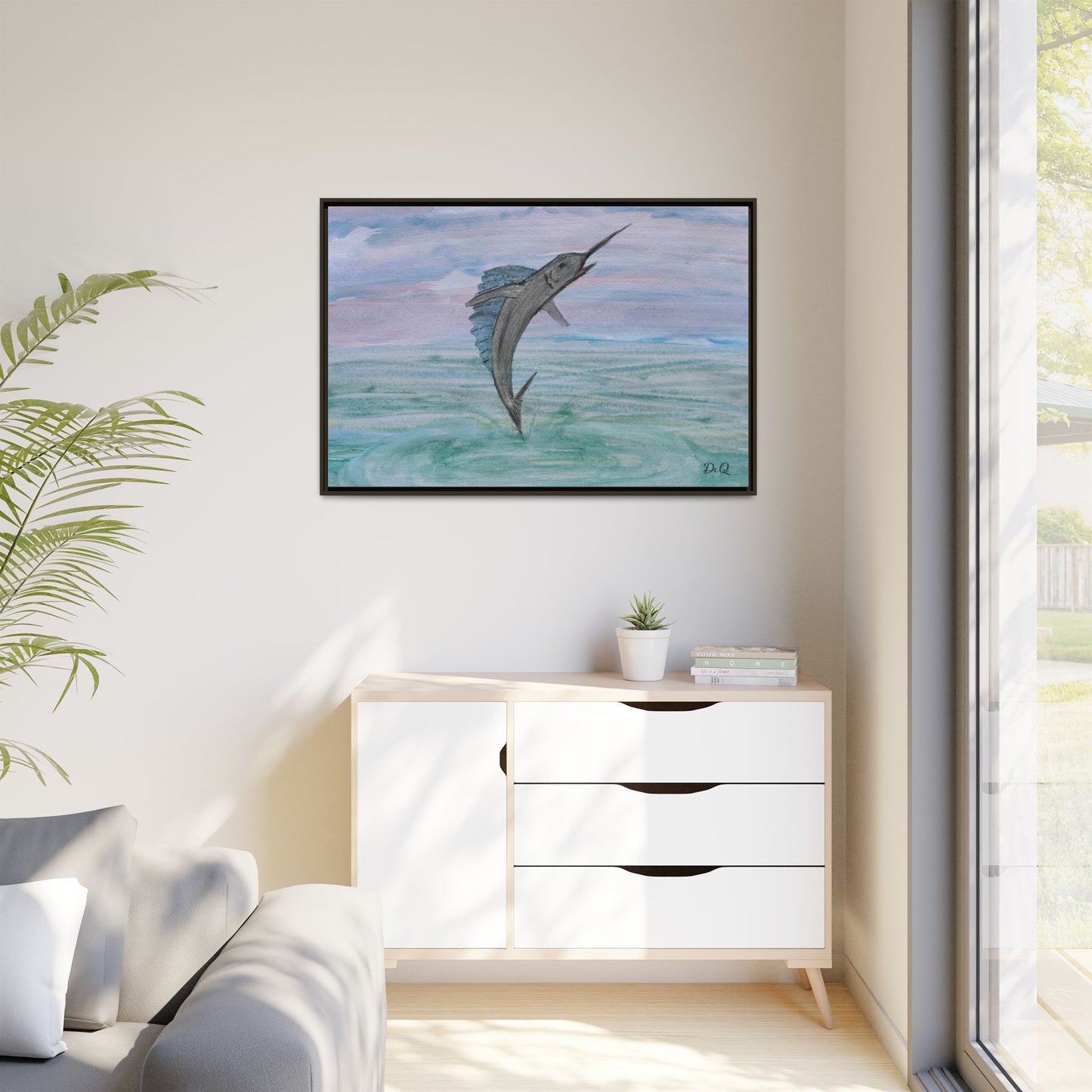 Leaping Marlin Seascape Wall Art