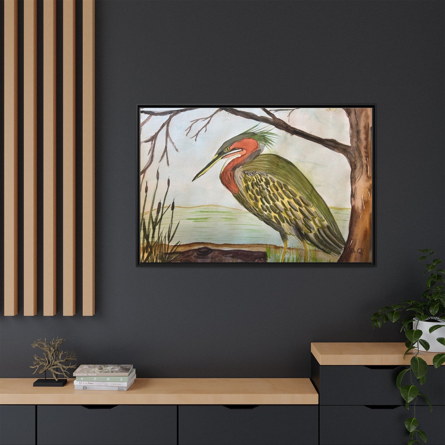 Green Heron Wetlands Print on Canvas