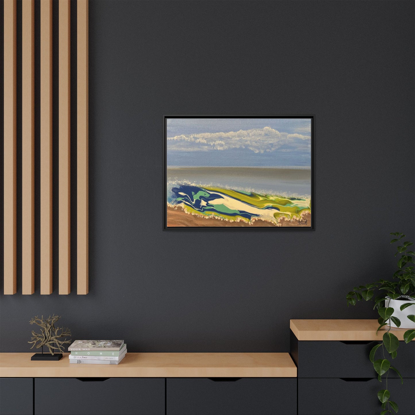 Sea Wash Matte Canvas, Framed (Multi-color)