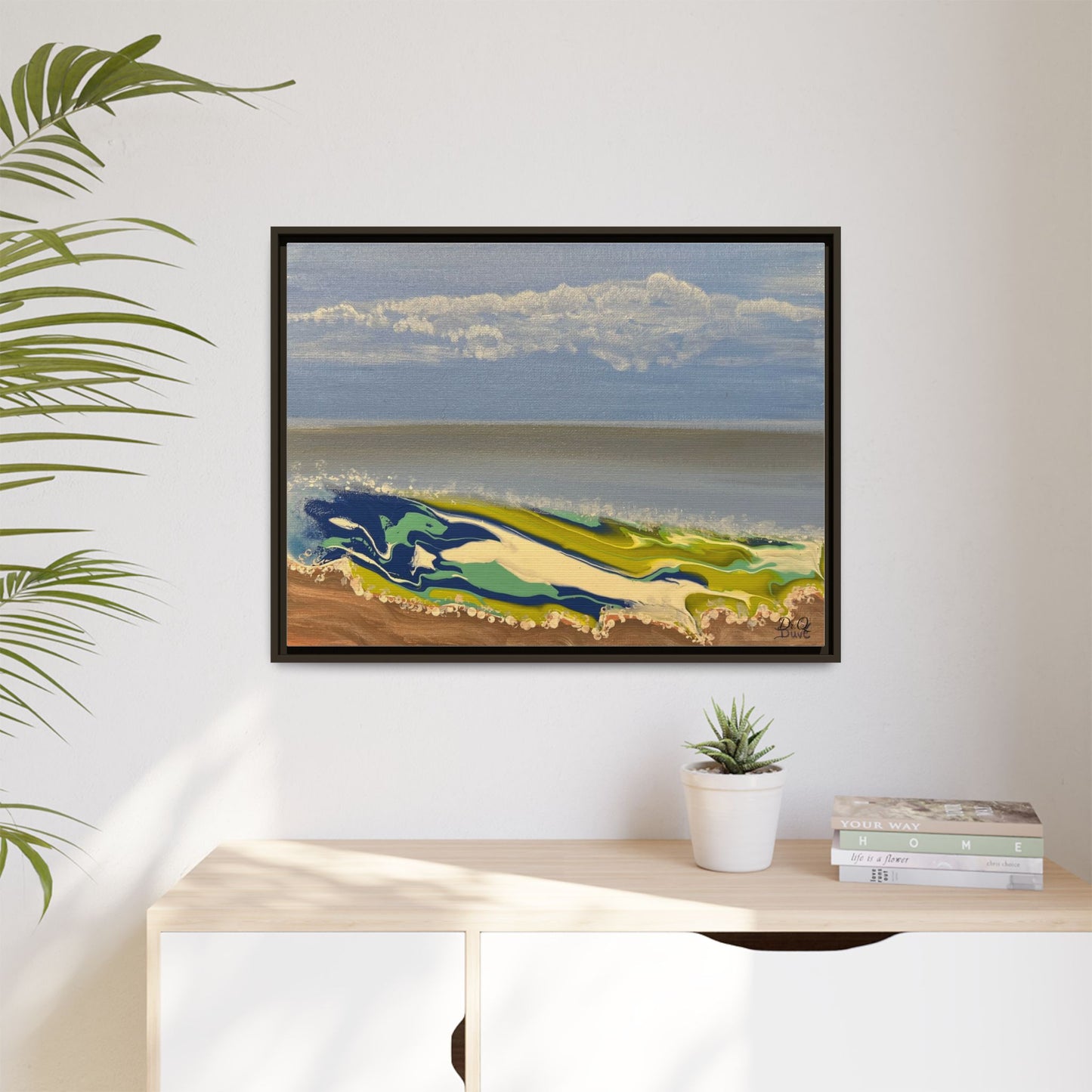 Sea Wash Matte Canvas, Framed (Multi-color)