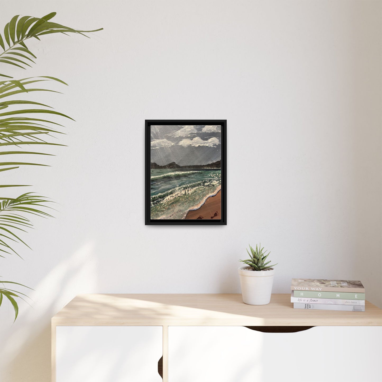 Walk on the Beach Matte Canvas, Black Frame