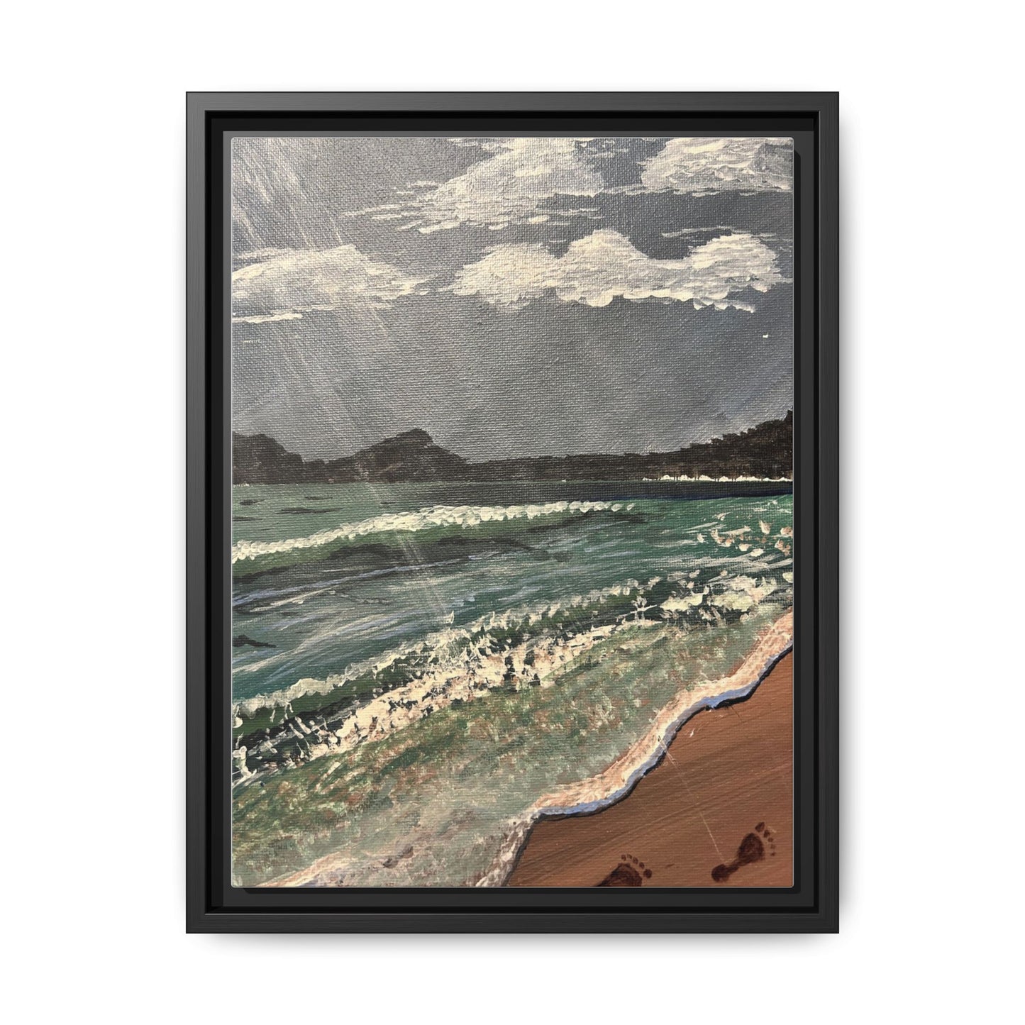 Walk on the Beach Matte Canvas, Black Frame