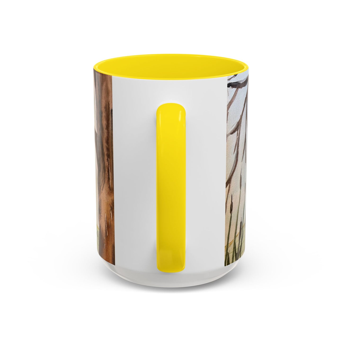 Green Heron Watercolor Accent Coffee Mug — Nature Bird Watercolor (11/15oz)