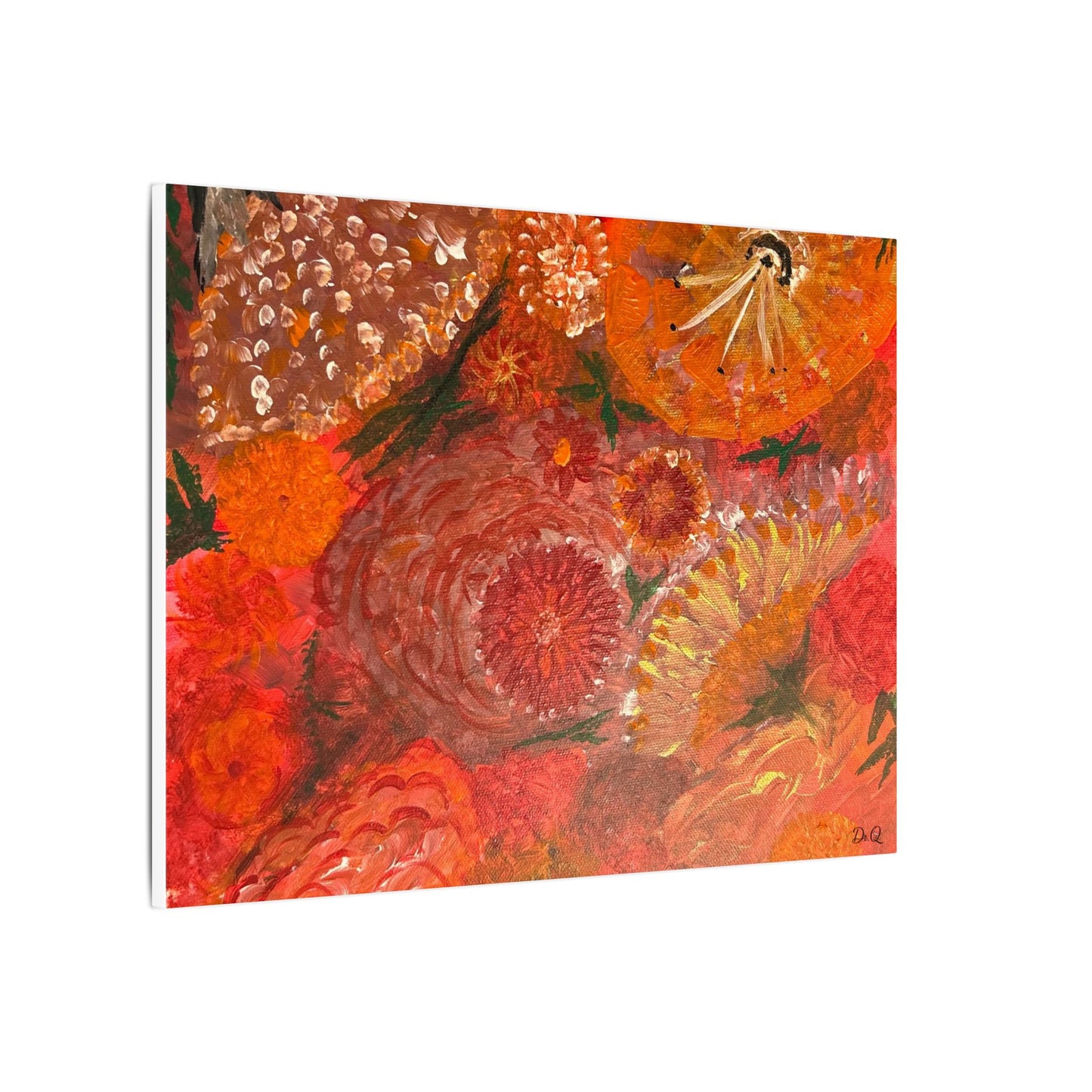 Canvas Print - Flower Burst Watercolor of Bright Red and Orange