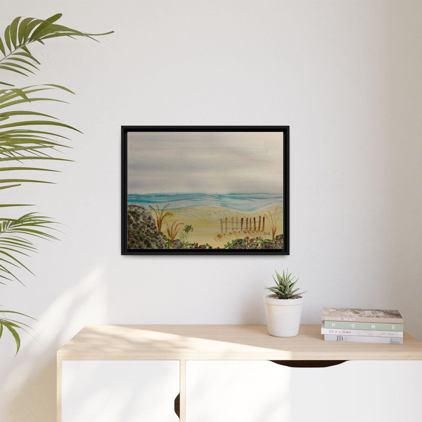 Coastal Beach Scene Matte Canvas Print (Framed)