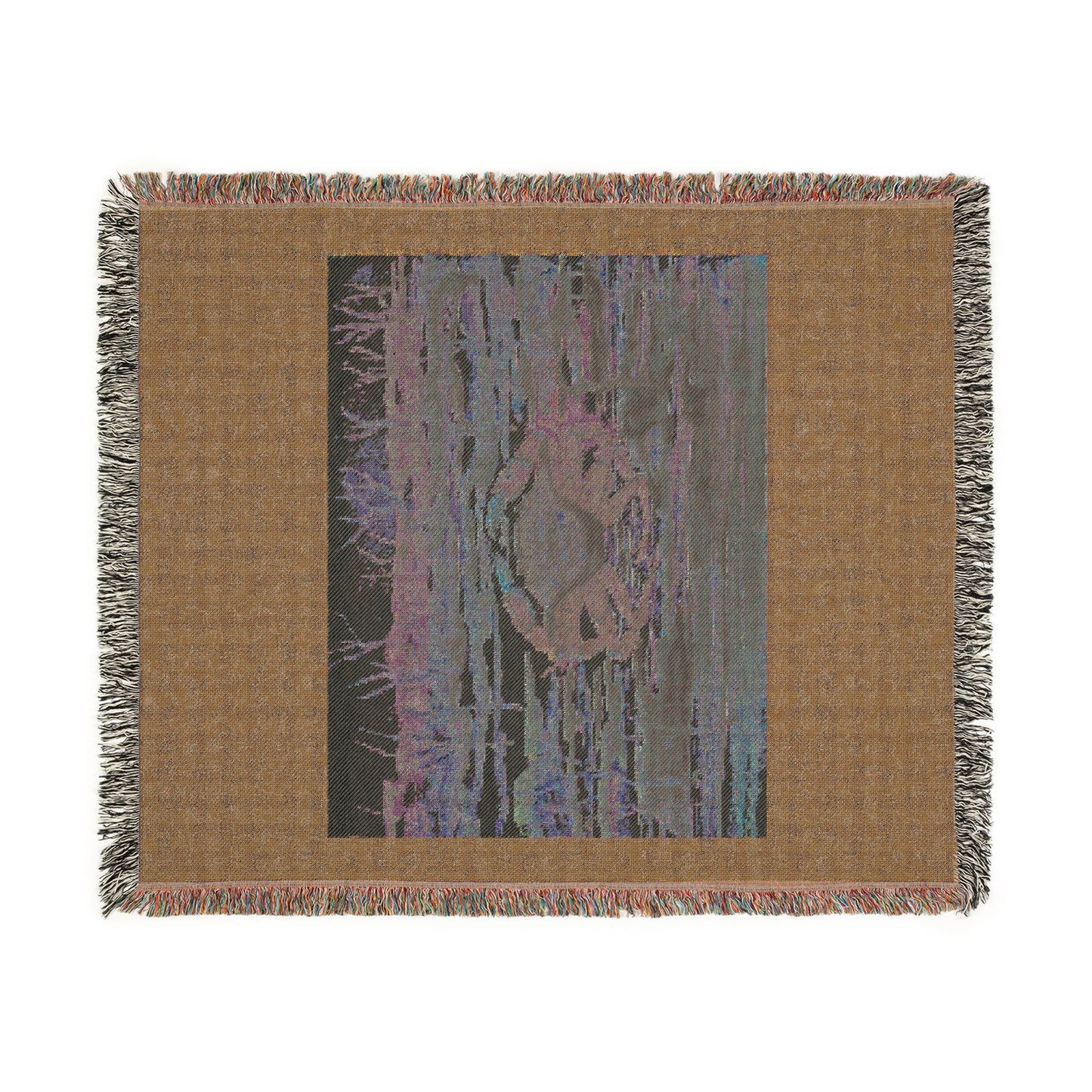 Blue Crab Coastal Woven Blanket — Boho Sea Life Throw with Nautical Sea Design