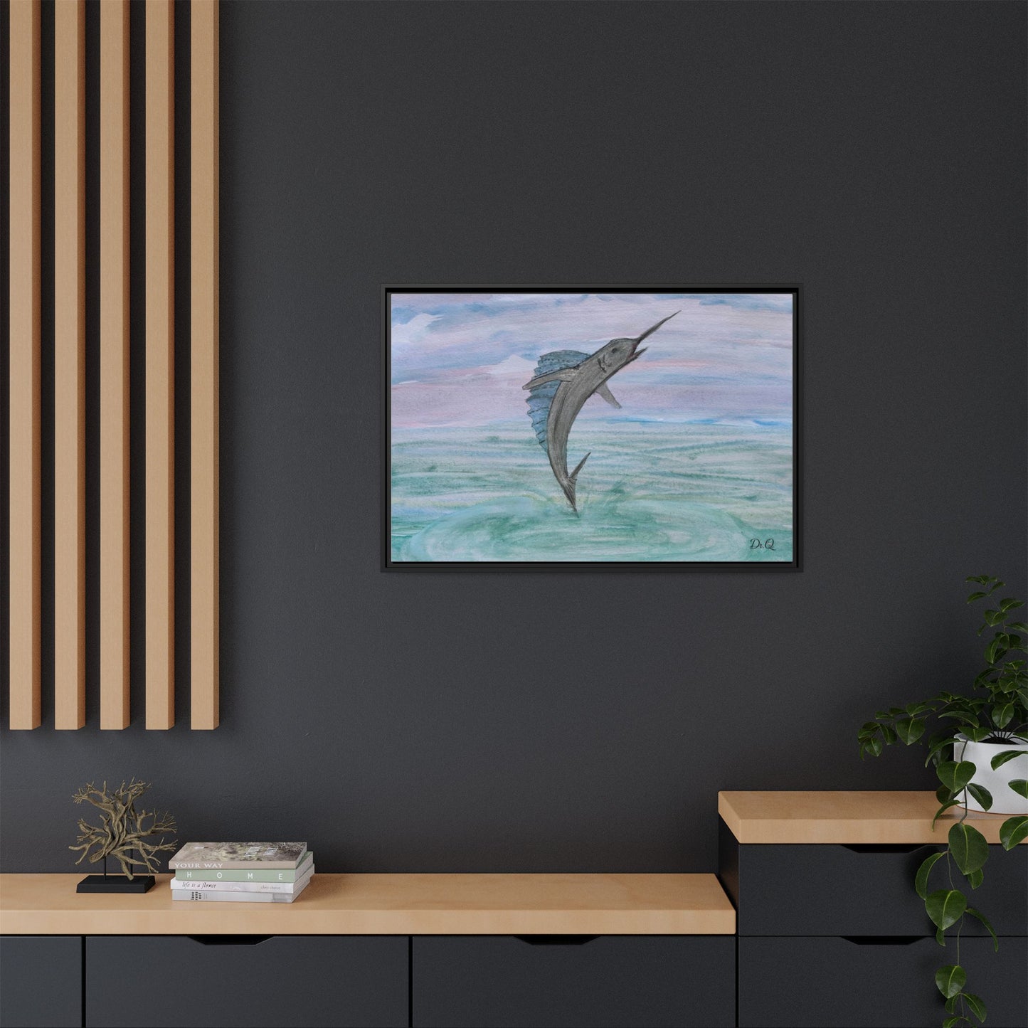 Leaping Marlin Seascape Wall Art