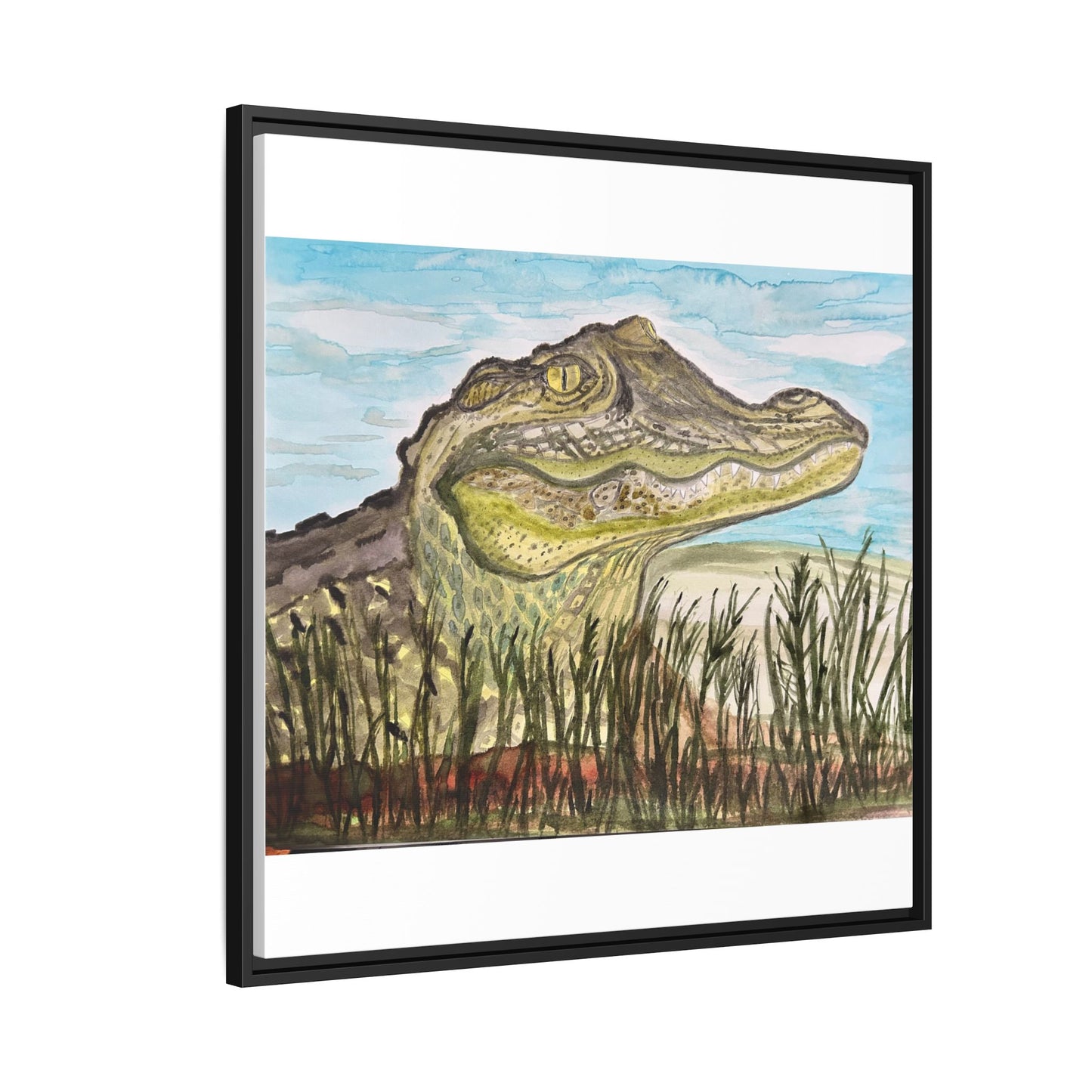Texas Gator "Big Padre" Alligator Wall Art — Framed Matte Canvas Print