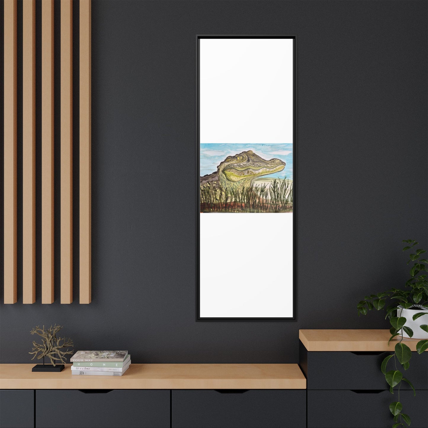 Texas Gator "Big Padre" Alligator Wall Art — Framed Matte Canvas Print