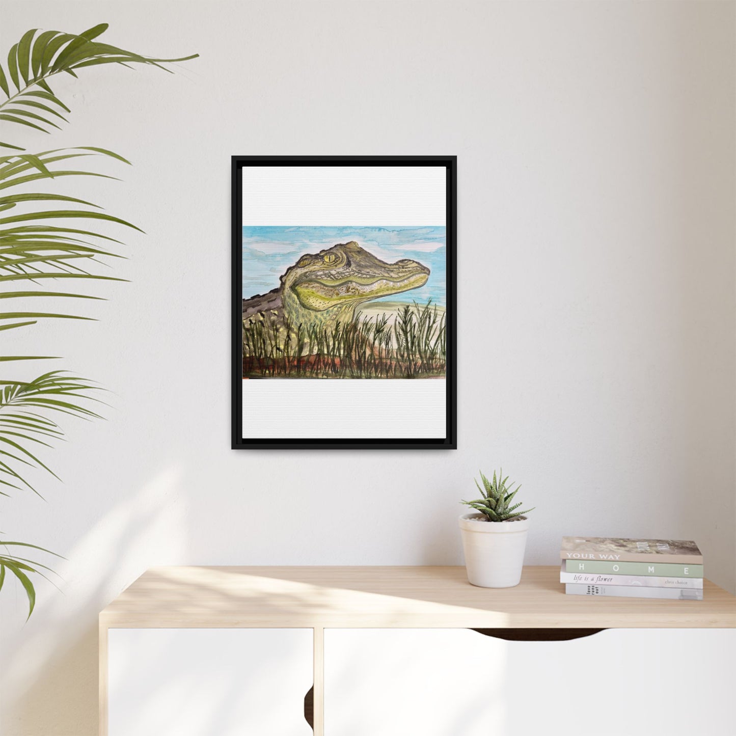 Texas Gator "Big Padre" Alligator Wall Art — Framed Matte Canvas Print