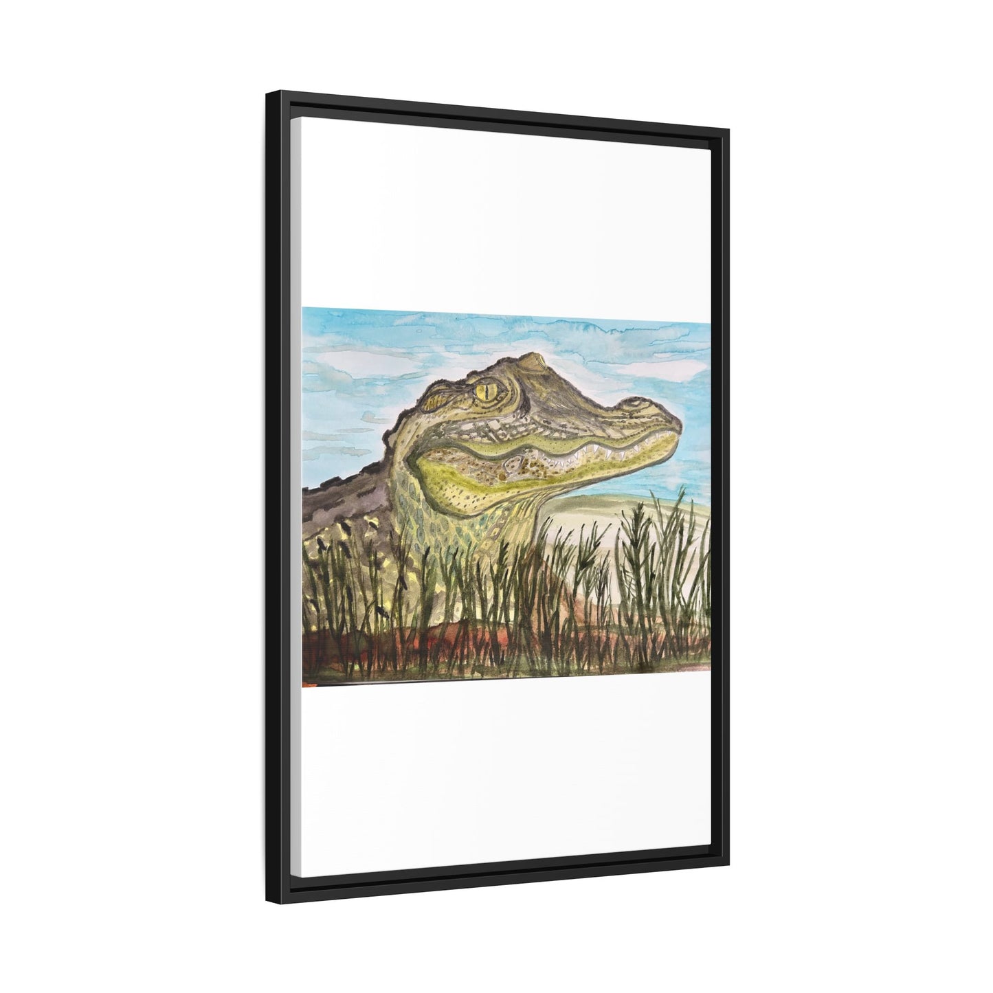 Texas Gator "Big Padre" Alligator Wall Art — Framed Matte Canvas Print