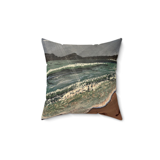 Walk on he Beach Spun Polyester Square Pillow