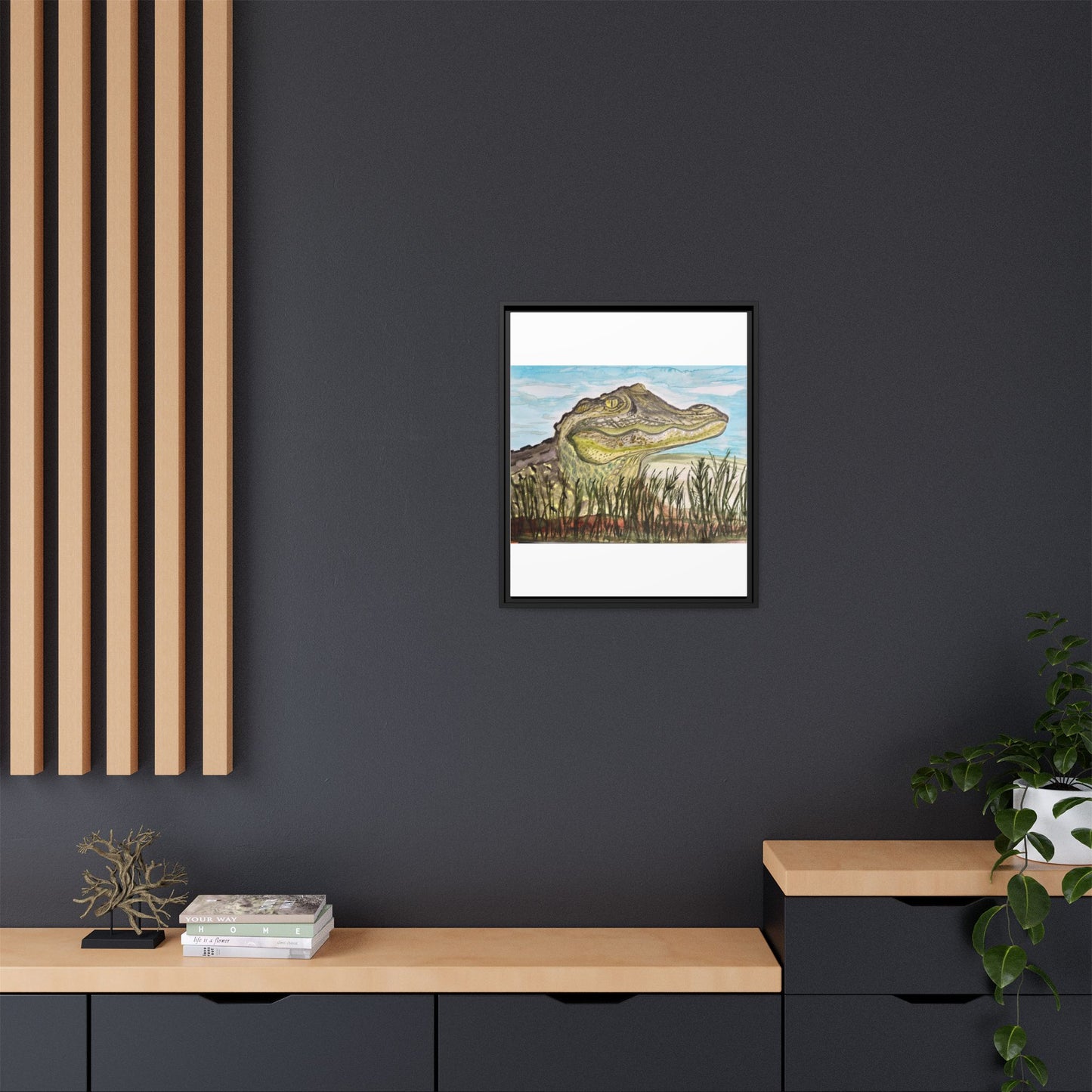 Texas Gator "Big Padre" Alligator Wall Art — Framed Matte Canvas Print