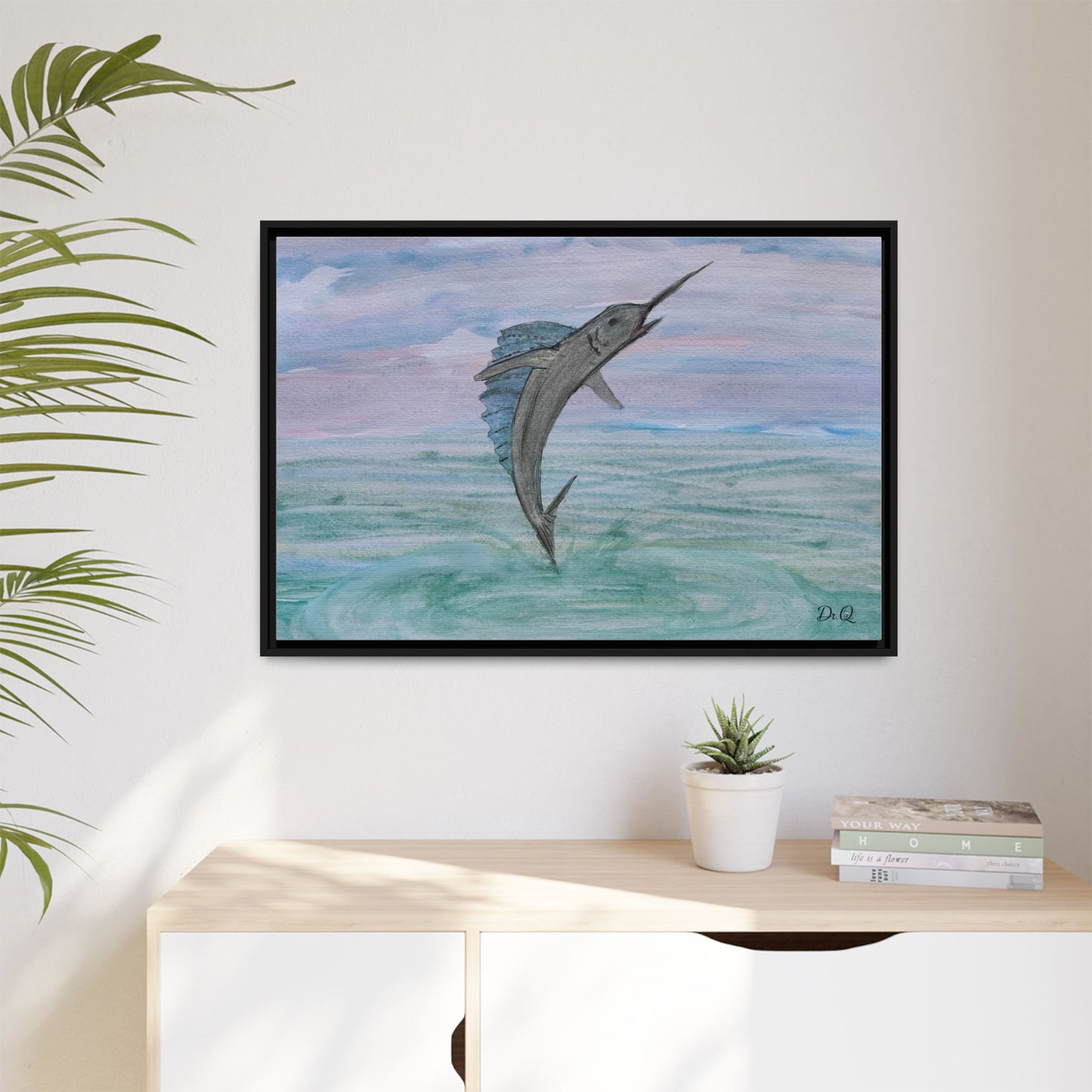 Leaping Marlin Seascape Wall Art