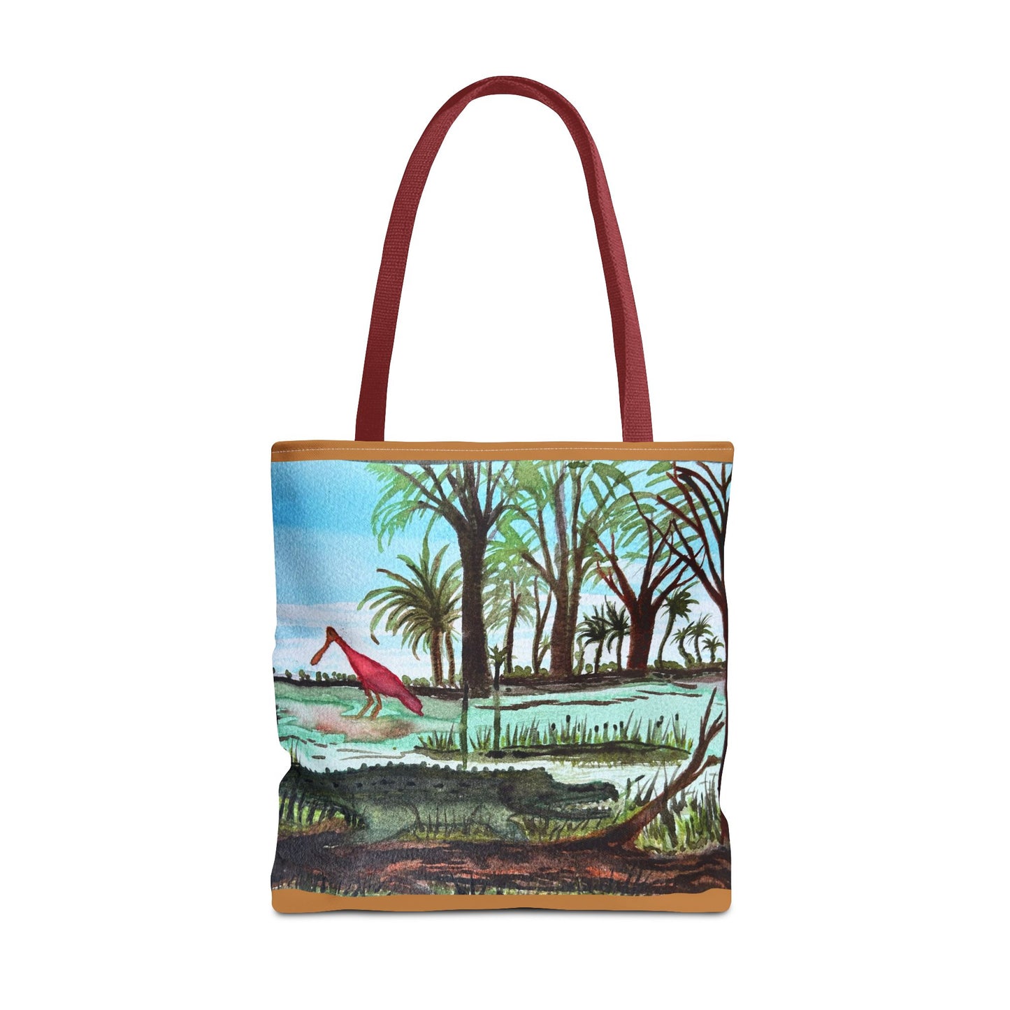 Texas Gator & Roseate Spoonbill Tote Bag — Bold All-Over Print