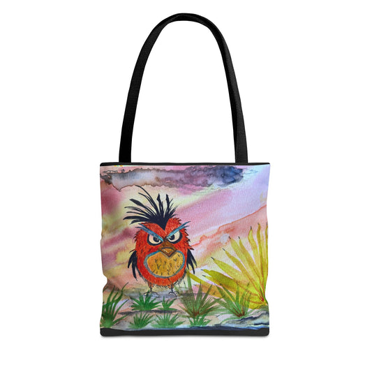 Funky Owl Art Tote Bag, Unique Tote for Shopping, Beach, Gift for Bird Lovers, Cute Eco-Friendly Carryall, Handmade Art Accessory