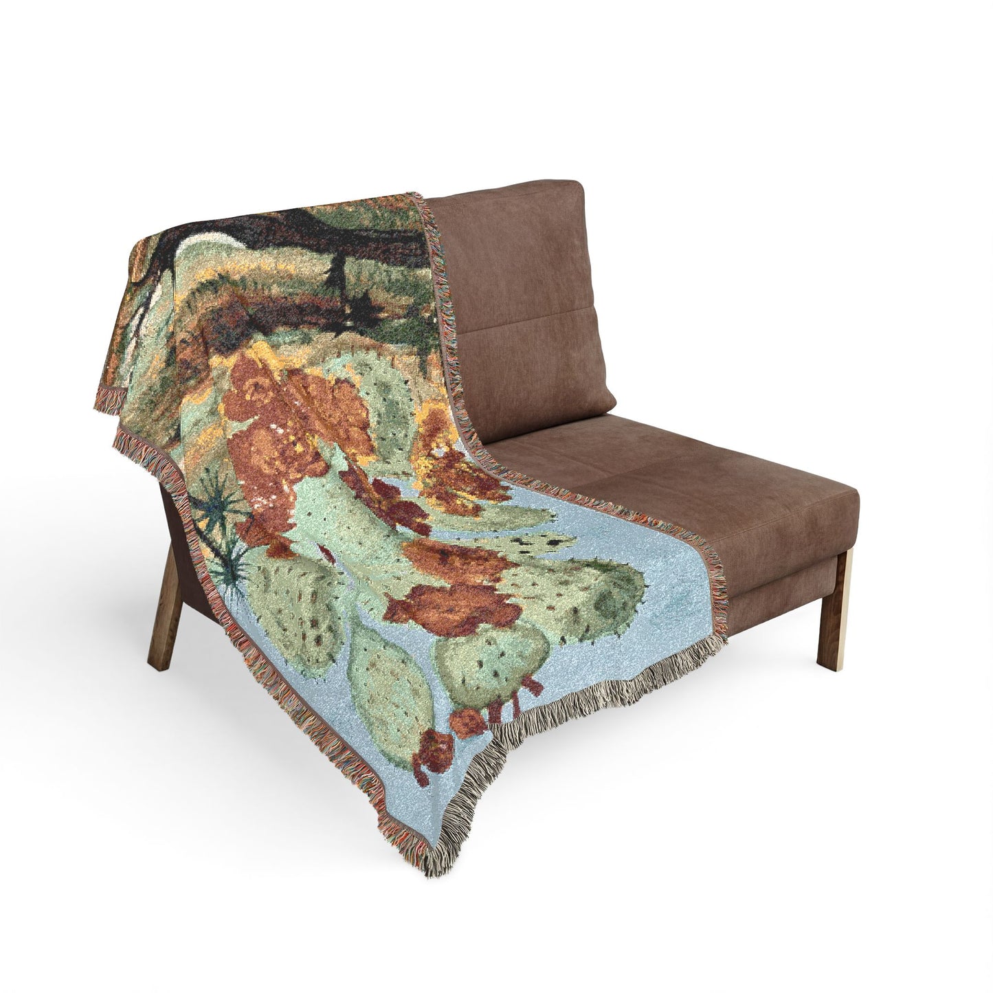 Prickly Pear Cactus Floral Watercolor Print by Dr. Q - Woven Blanket