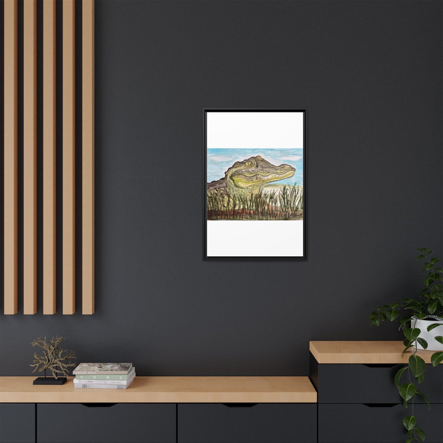 Texas Gator "Big Padre" Alligator Wall Art — Framed Matte Canvas Print