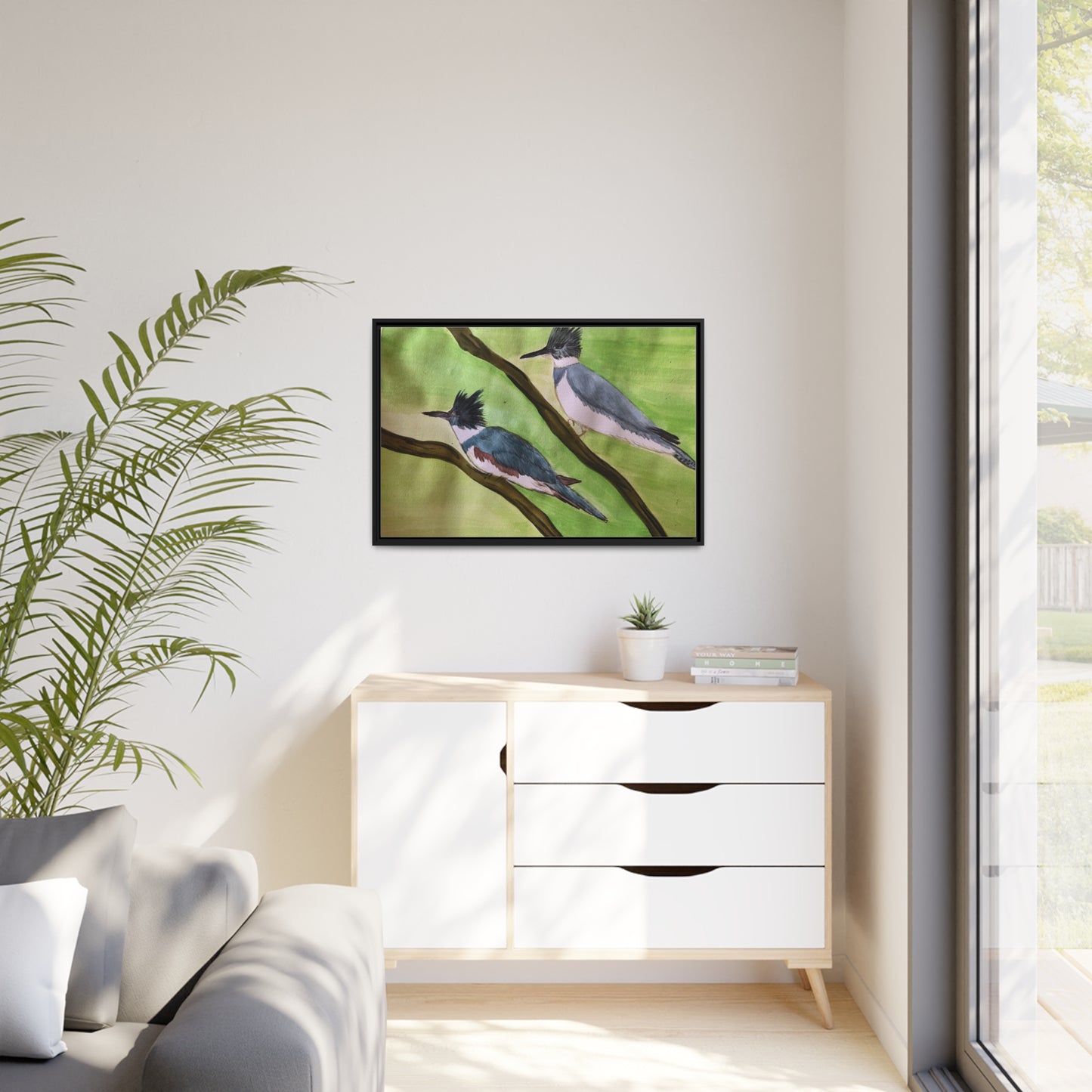 Belted King Fisher Matte Canvas, Black Frame